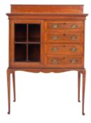 An Edwardian mahogany and cross banded side cabinet, early 20th century; with raised back,