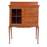 An Edwardian mahogany and cross banded side cabinet, early 20th century; with raised back,