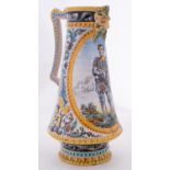 A French polychrome faience jug,