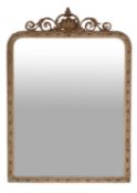 A Victorian painted and gilt composition framed overmantel mirror,