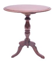 A miniature mahogany tripod table in George IV style, possibly an apprentice piece,