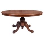 A Victorian rosewood oval centre table,