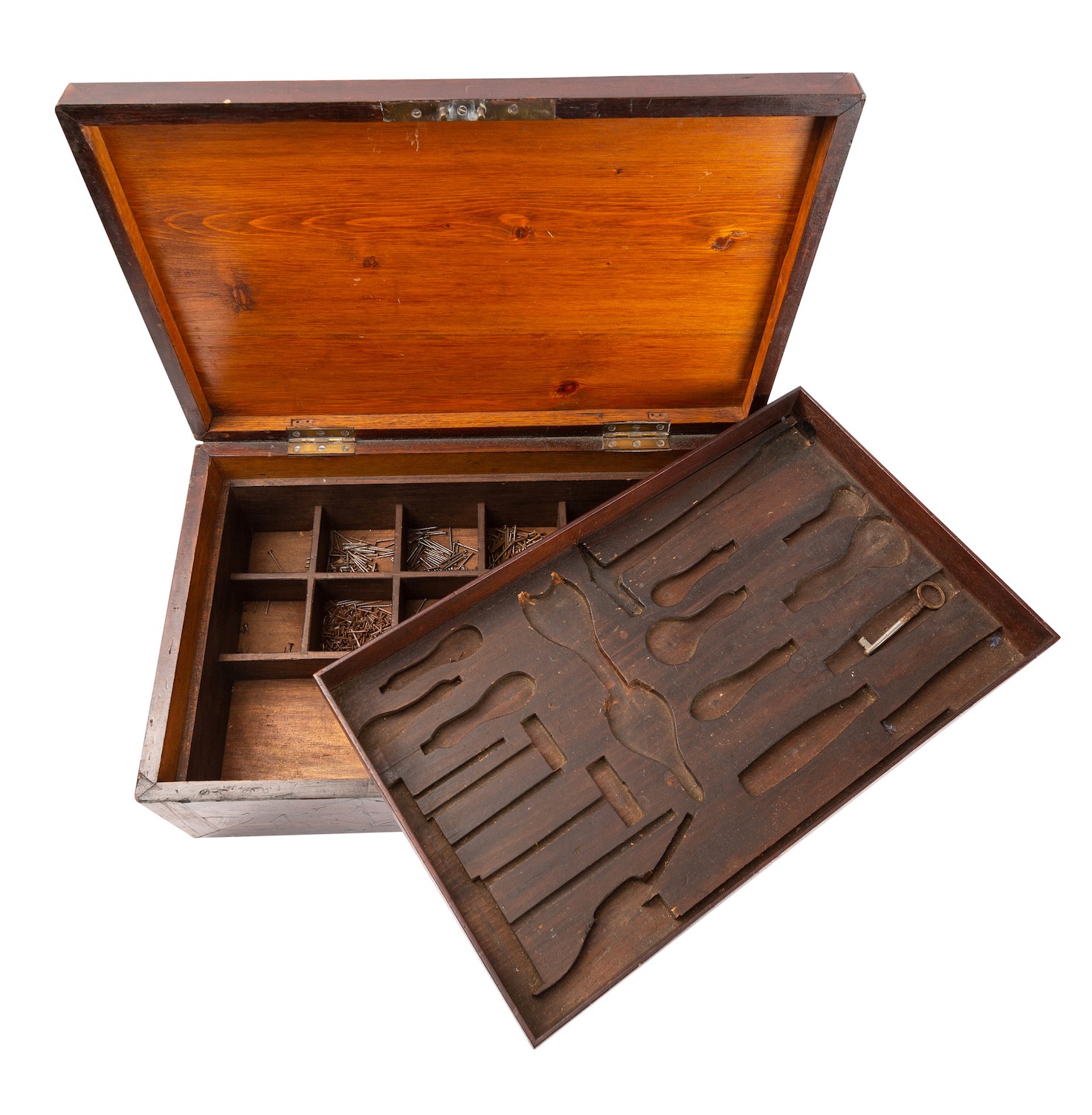 A George III marquetry and parquetry worked mahogany tool box, - Image 2 of 4