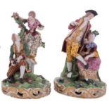 A pair of Samson porcelain figure groups after Bloor Derby originals and a pair of Coalport vases