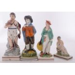 Four creamware figures, allegorical of Winter and Air,