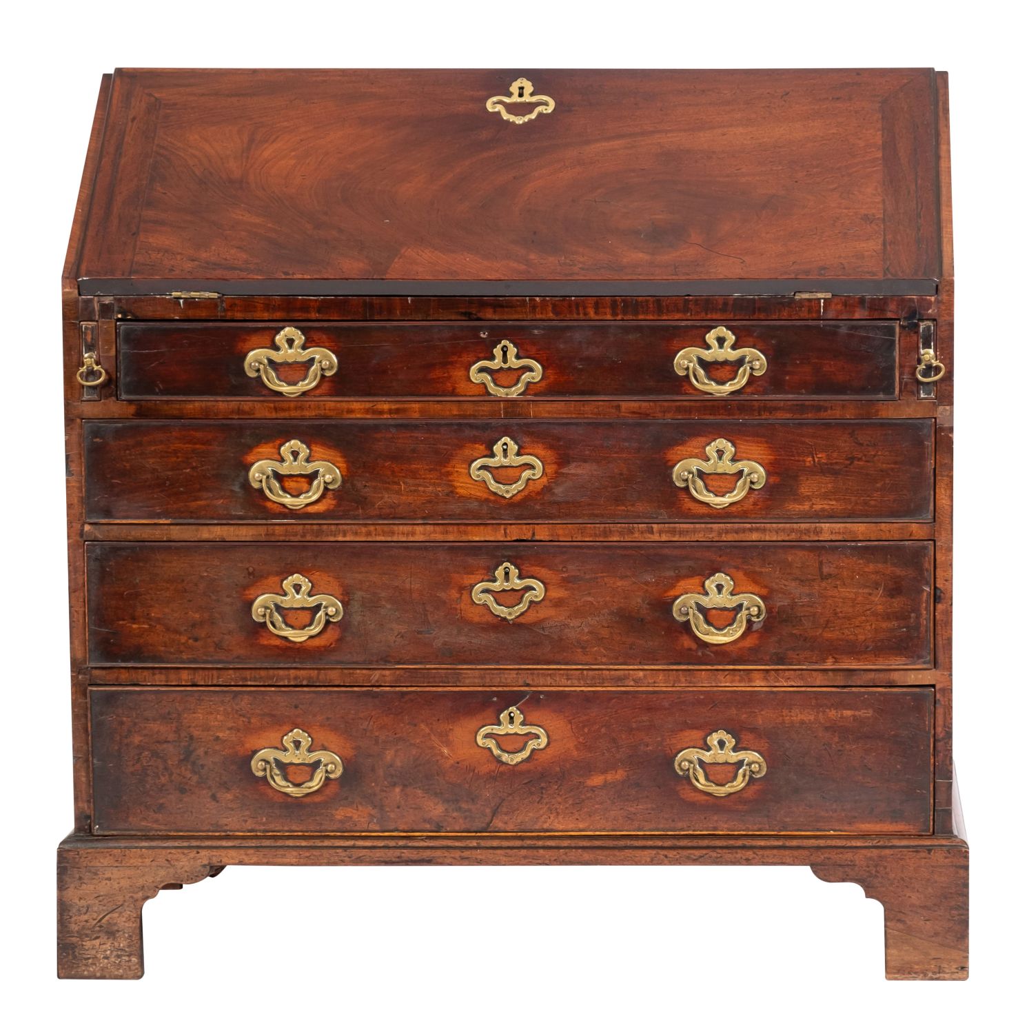 A George II mahogany bureau; - Image 4 of 6