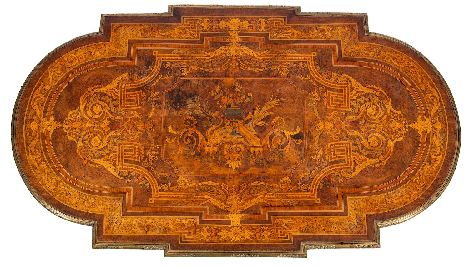 A Nepoleon III walnut, marquetry and gilt bronze mounted centre table, - Image 2 of 2