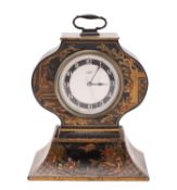 Sterling Electric, an Edwardian lacquered and chinoiserie mantel clock,