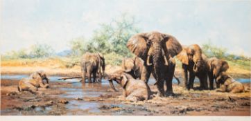 * David Shepherd (British, 1931-2017) 'Elephant Heaven' 48 x 97.