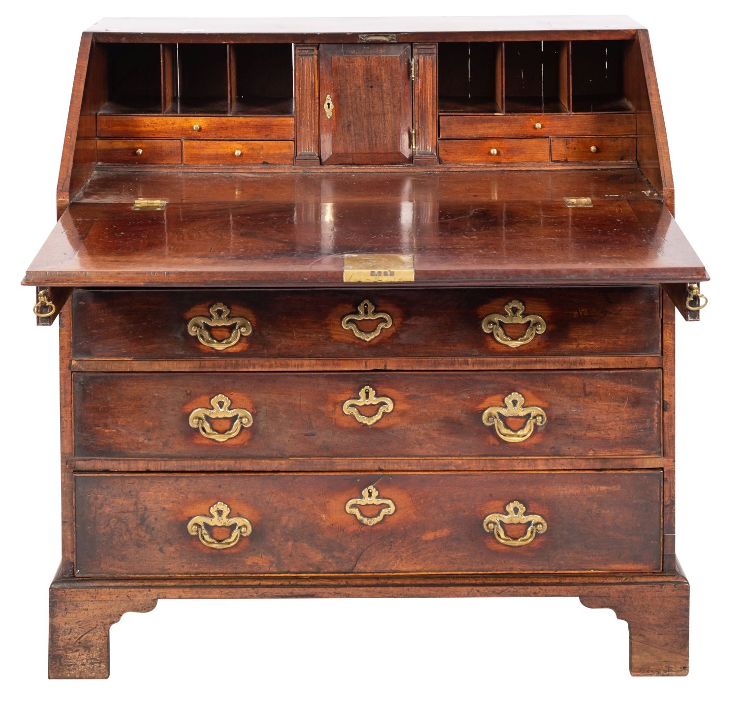 A George II mahogany bureau; - Image 2 of 6