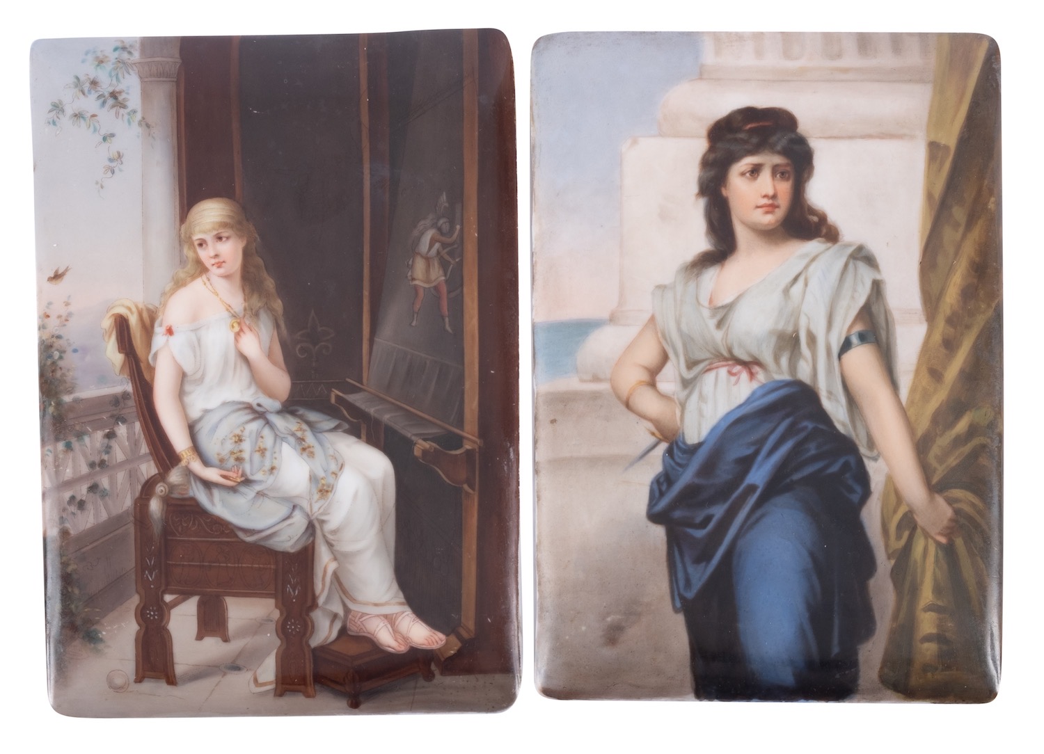 A pair of German porcelain rectangular plaques in the Berlin manner,
