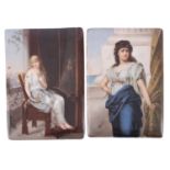 A pair of German porcelain rectangular plaques in the Berlin manner,