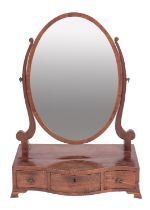A George III mahogany and chequer strung dressing table mirror,