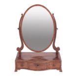 A George III mahogany and chequer strung dressing table mirror,