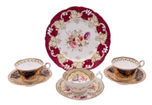 A mixed lot of early 19th century Coalport and Spode wares comprising a Coalport ruby ground