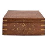 An Anglo-Indian hardwood and brass inlaid workbox,