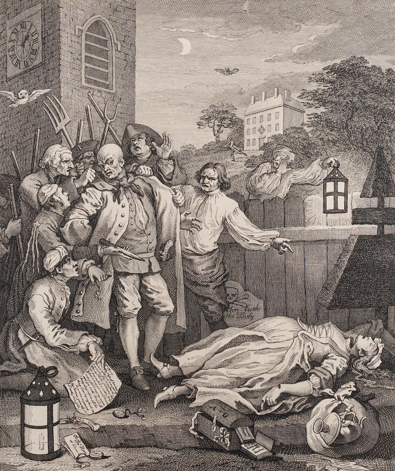 After William Hogarth (British, 1697-1764) Southwark Fair, 1733 Cruelty in Perfection, - Image 3 of 10