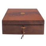 A mahogany and brass strung writing slope,