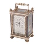Mappin & Webb, London, a modern silver carriage clock the eight-day duration,
