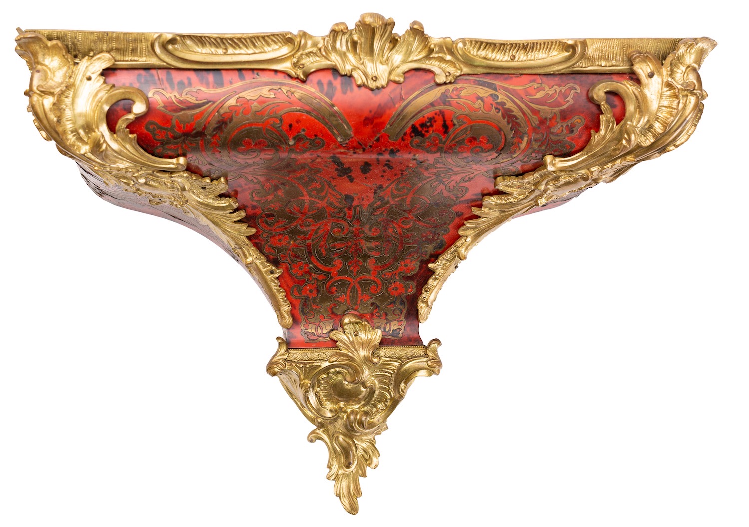 A French Victorian red tortoiseshell and brass boulle bracket with bracket the eight-day duration - Image 2 of 2