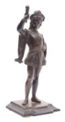 A Continental bronze model of a youth in Renaissance attire,
