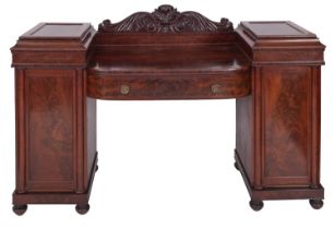 A Regency mahogany pedestal sideboard,