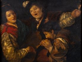 After Frans Hals (Dutch , 1582-1666) A tavern scene with musicians Oil on board 33.5 x 44.