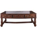 An oak dresser base or preparation table,