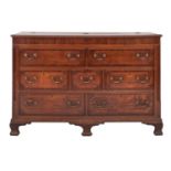 A George III banded oak mule chest,