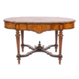 A Nepoleon III walnut, marquetry and gilt bronze mounted centre table,
