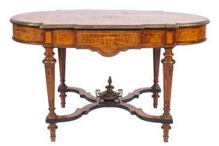 A Nepoleon III walnut, marquetry and gilt bronze mounted centre table,