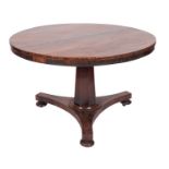 A George IV rosewood circular breakfast table,