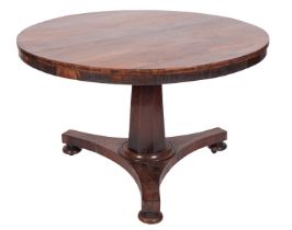 A George IV rosewood circular breakfast table,
