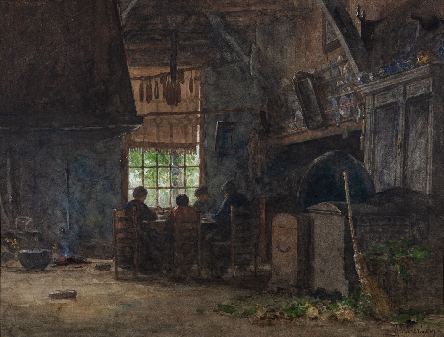 Hendrik Valkenburg (Dutch 1826-1896) Interior Scene Watercolour 40.