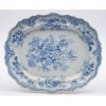 Six various 19th Century blue and white glazed meat plates;