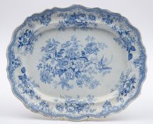 Six various 19th Century blue and white glazed meat plates;