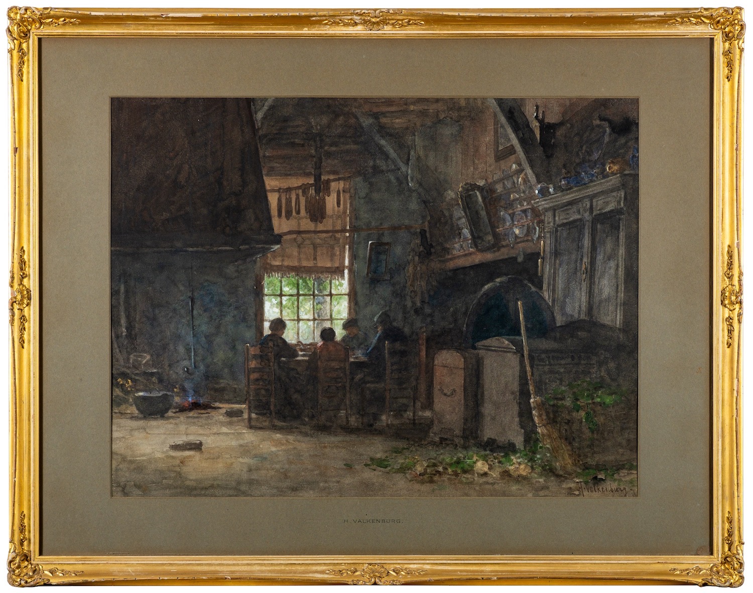 Hendrik Valkenburg (Dutch 1826-1896) Interior Scene Watercolour 40. - Image 2 of 2
