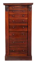 A Victorian rosewood Wellington chest,