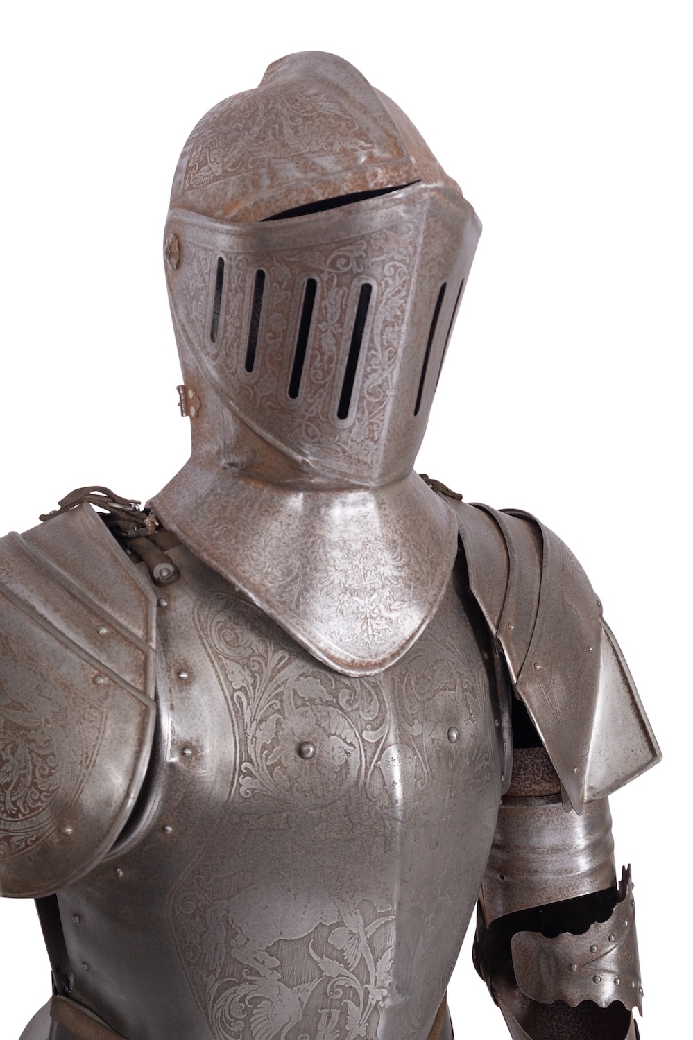 A near pair of metal suits of armour in Italian 16th century style, - Image 2 of 4