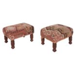 A pair of Victorian mahogany and upholstered rectangular footstools,