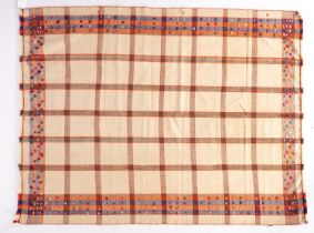 A Jajim Kilim, the ivory field with an oblong chequer design,