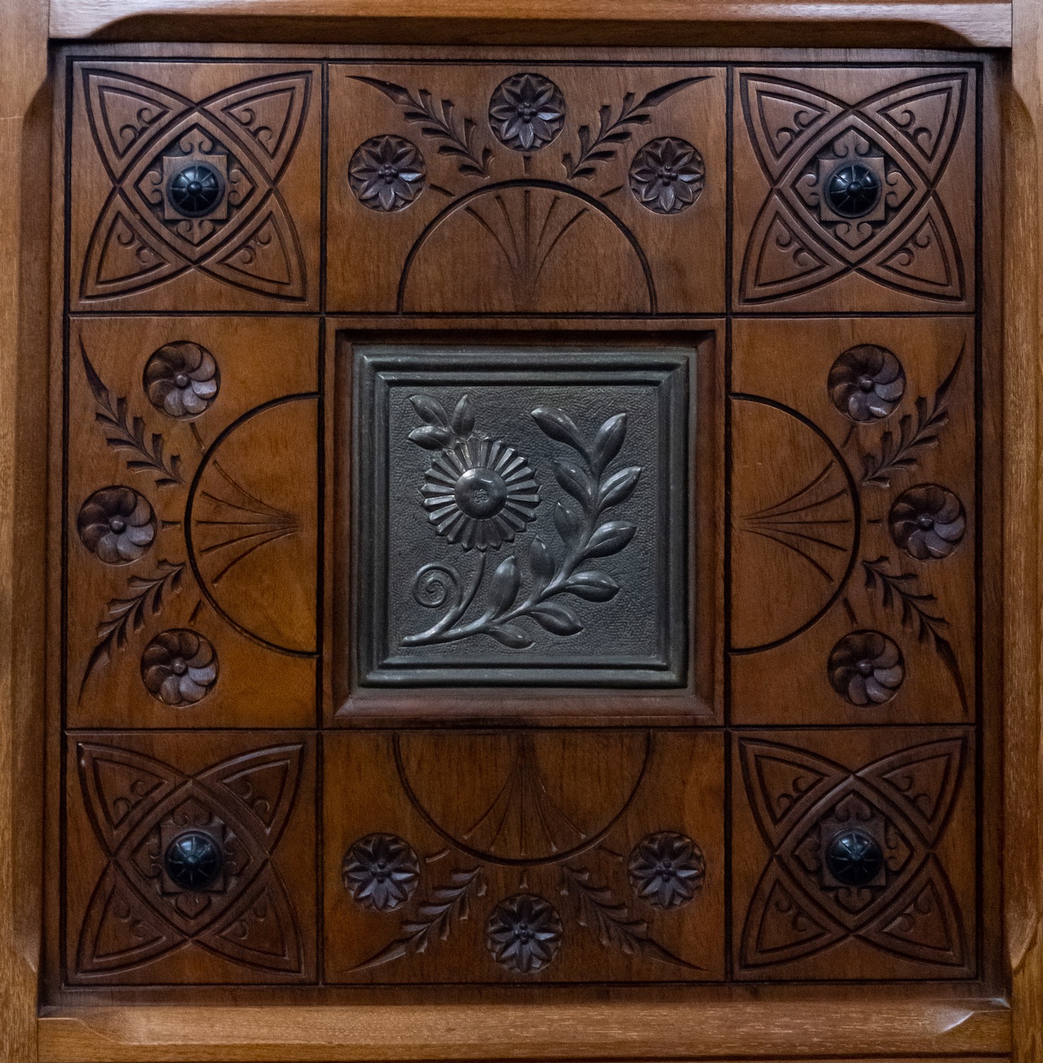 A Victorian oak and walnut wardrobe in Arts & Crafts style, - Image 2 of 2