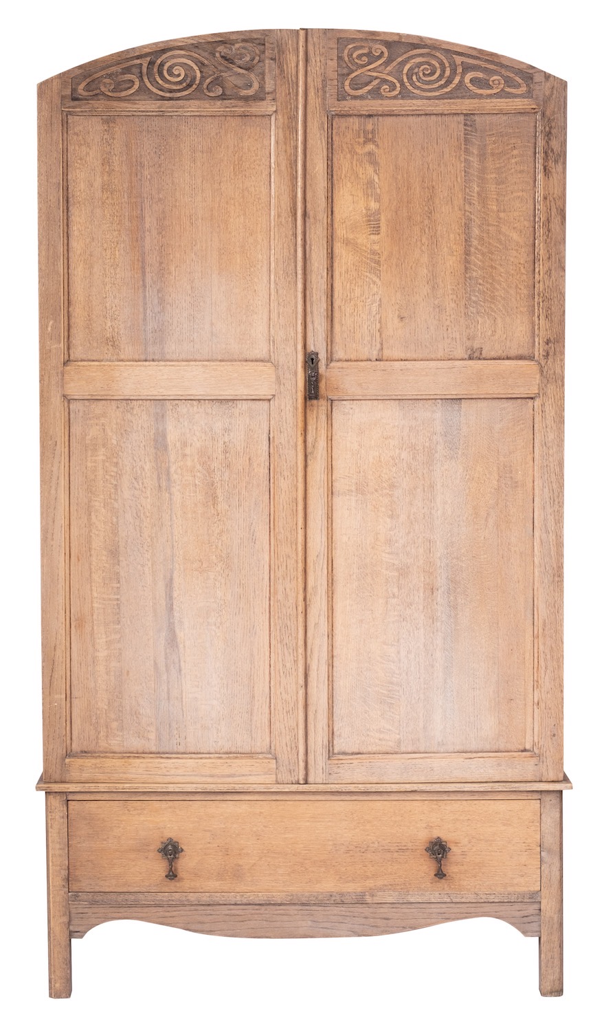 A bleached oak wardrobe in the manner of Heal & Son,