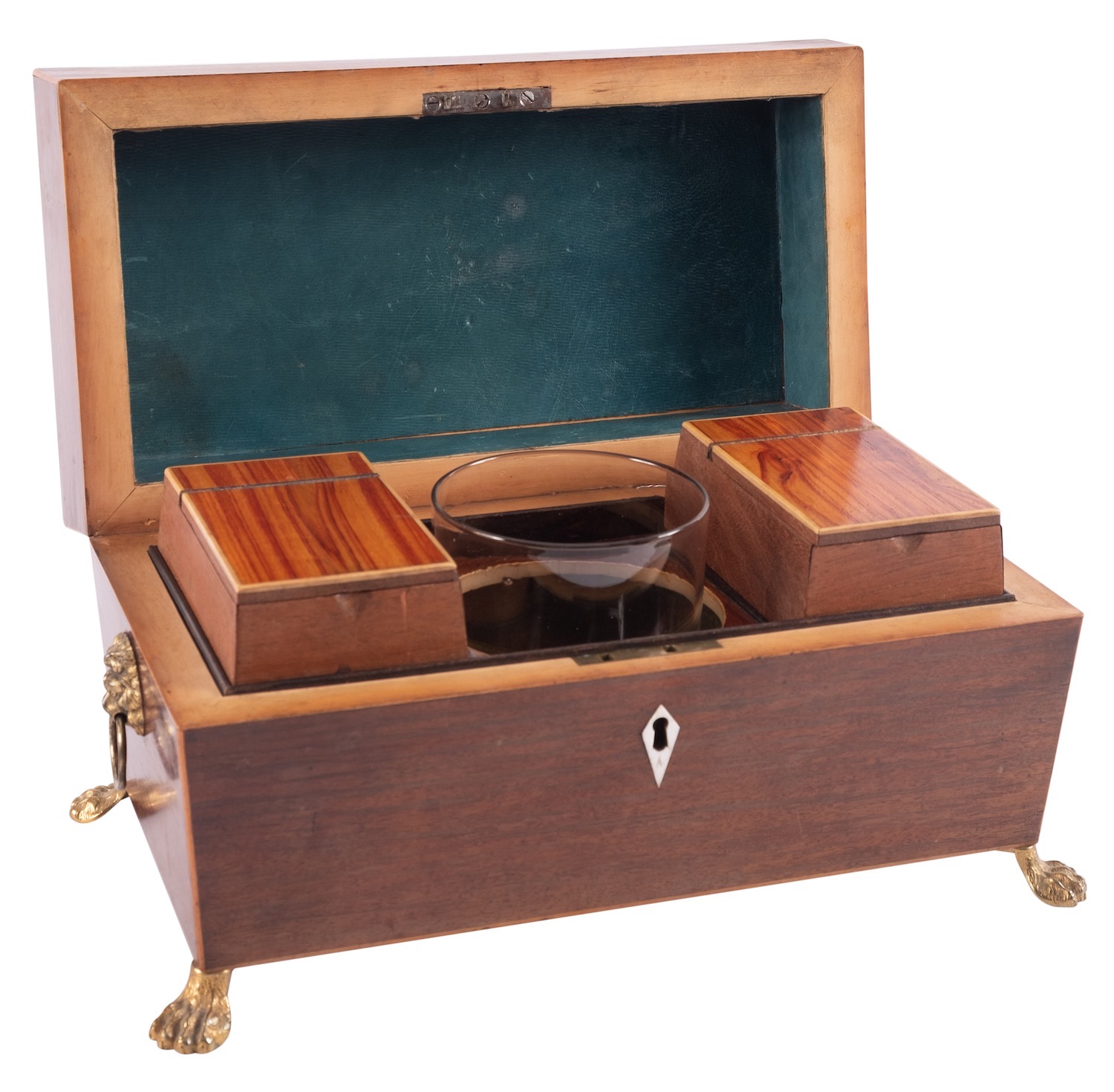 A Regency mahogany and sycamore strung tea caddy, - Image 2 of 2