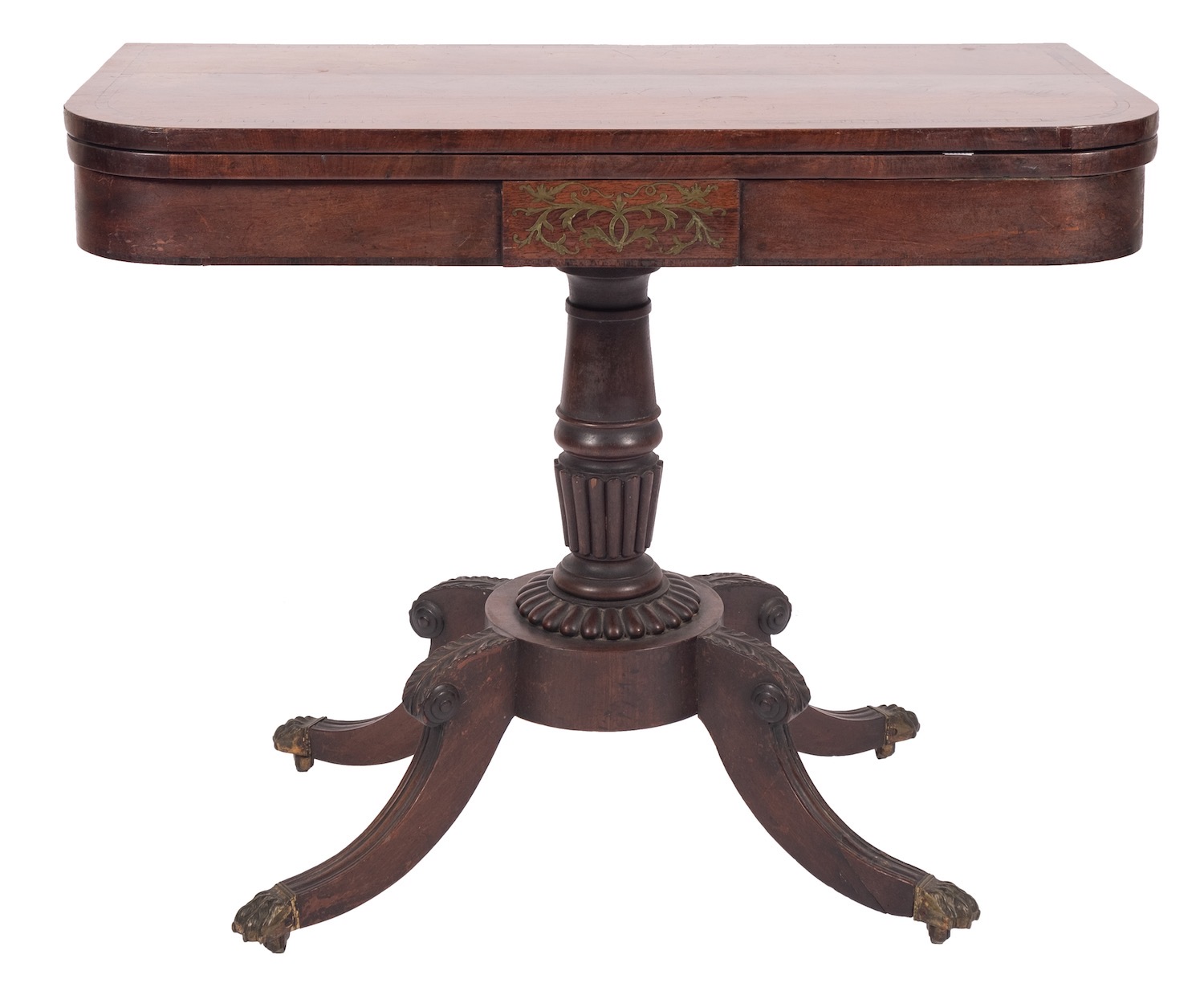 A William IV mahogany, and rosewood banded card table,