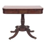 A William IV mahogany, and rosewood banded card table,