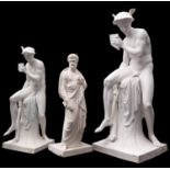 A group of three Royal Copenhagen biscuit figures comprising Mercury,
