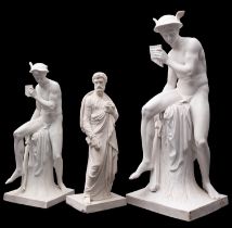 A group of three Royal Copenhagen biscuit figures comprising Mercury,