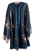 A Chinese blue silk robe,