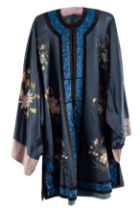 A Chinese blue silk robe,